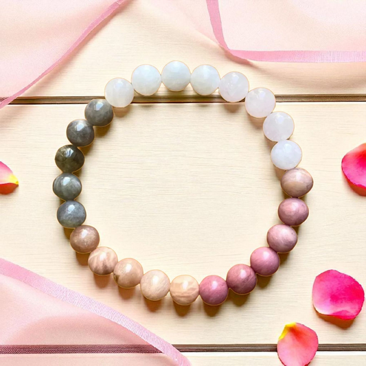 Self-Love Crystal Elastic Bracelet – Beaded Natural Stones for Confidence, Healing & Inner Peace