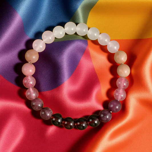 Love Spell Crystal Elastic Bracelet – Beaded Natural Stones for Attraction, Romance & Self-Love
