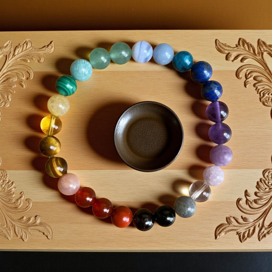 7 Chakra Healing Stone Elastic Bracelet – Natural Crystal Beads for Energy Balance, Meditation & Inner Peace
