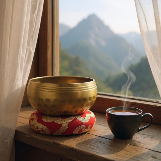 Handmade Tibetan Singing Bowl Gift Set - for Meditation, Sound Healing & Chakra Balancing-Includes Mallet & Cushion