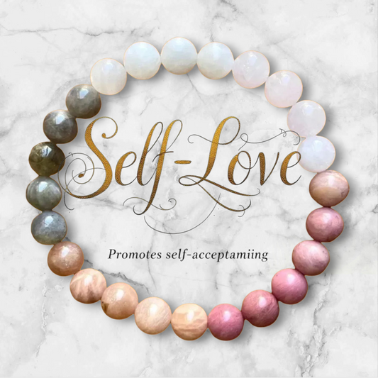 Self-Love Crystal Elastic Bracelet – Beaded Natural Stones for Confidence, Healing & Inner Peace