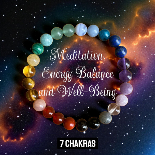 7 Chakra Healing Stone Elastic Bracelet – Natural Crystal Beads for Energy Balance, Meditation & Inner Peace