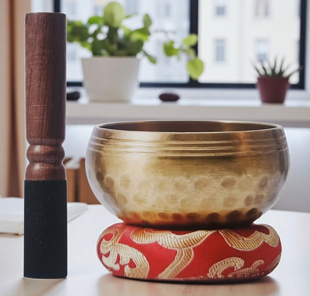 Handmade Tibetan Singing Bowl Gift Set - for Meditation, Sound Healing & Chakra Balancing-Includes Mallet & Cushion