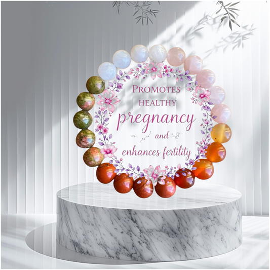 Fertility & Pregnancy Support Natural Stone Charm Elastic Bracelet – Women's Wellness Gift