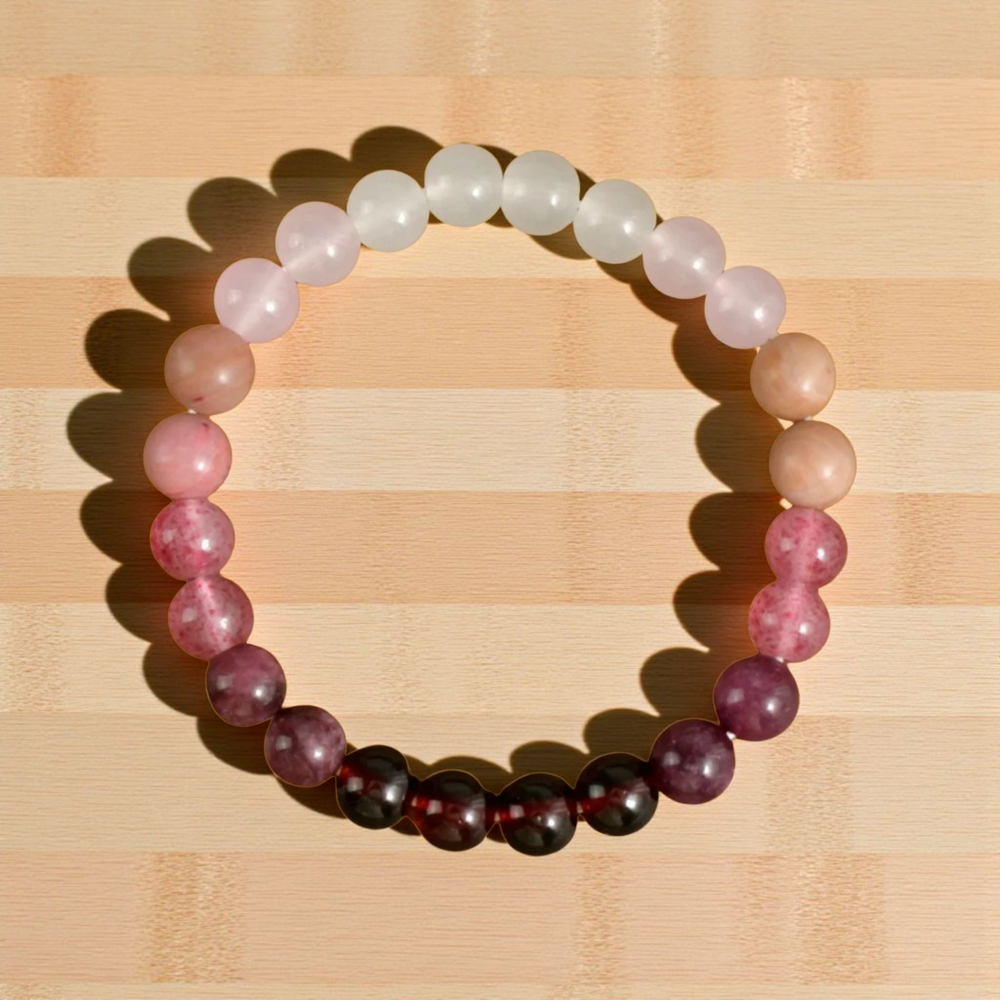 Love Spell Crystal Elastic Bracelet – Beaded Natural Stones for Attraction, Romance & Self-Love